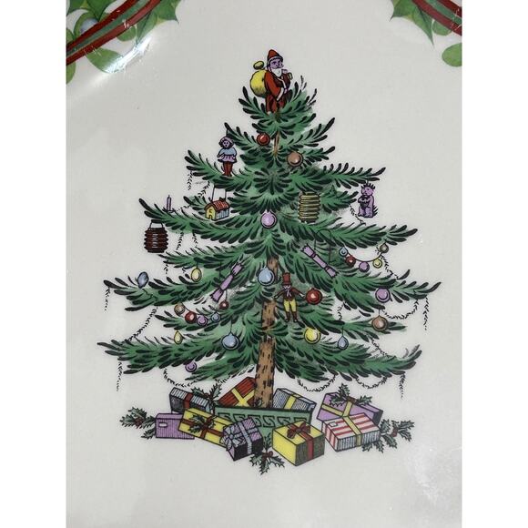 VTG Spode Christmas Tree Shaped Dish Colorful Plate Treats Snacks Collectible - Picture 4 of 6